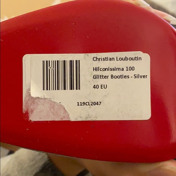 NIB Christian Louboutin Silver Glitter Booties 40 - Picture 5 of 5